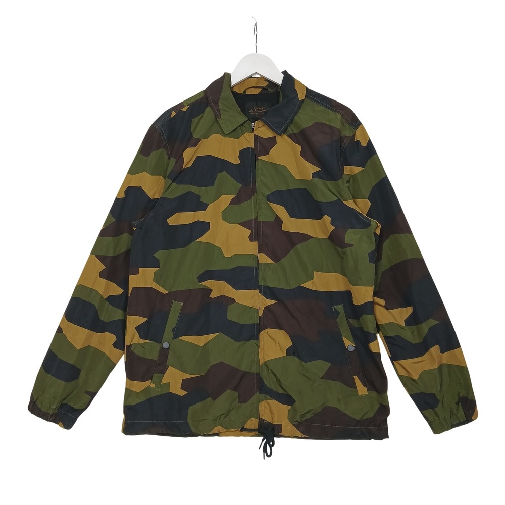 Cotton On Vintage Re-Mastered Camo Coach Jacket Zip Front Lined Green Brown M